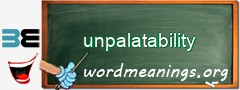 WordMeaning blackboard for unpalatability